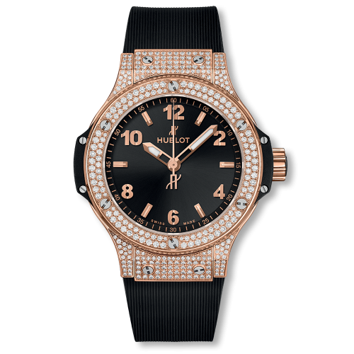 Hublot Big Bang 38 Quartz Red Gold - Pavé Black Rubber