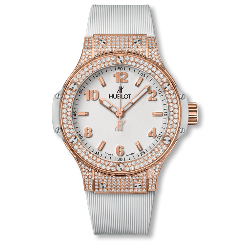 Hublot Big Bang 38 Quartz Red Gold - Pavé White Rubber