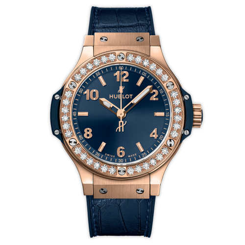 Hublot Big Bang 38 Quartz Red Gold - Diamond Blue Alligator