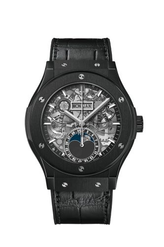 Hublot Classic Fusion Aerofusion Moonphase Black Magic Alligator