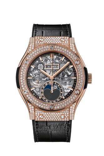 Hublot Classic Fusion Aerofusion Moonphase King Gold - Pavé Alligator