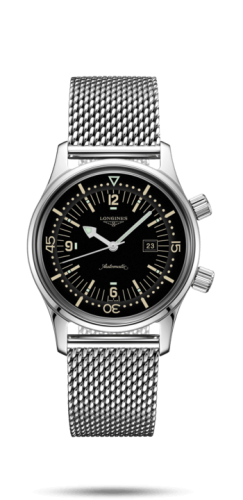 Longines Legend Diver 36 Stainless Steel Black Mesh