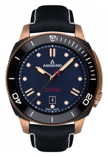 Anonimo Nautilo Automatic Bronze DLC Blue Leather