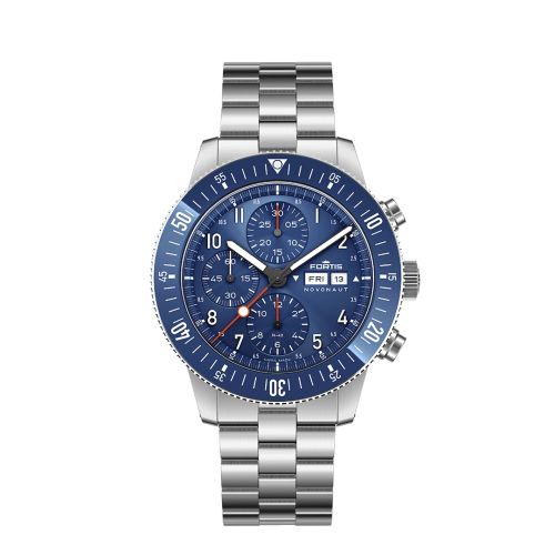 Fortis Novonaut N-42 Cobalt Blue Edition Block Bracelet
