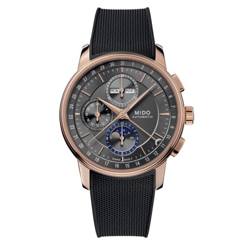 Mido Baroncelli Chronograph Moonphase Rose Gold Silver