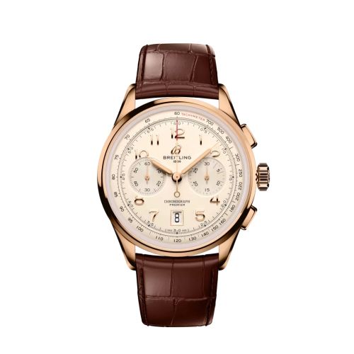 Breitling Premier B01 Chronograph 42 Red Gold Cream Alligator - Matte