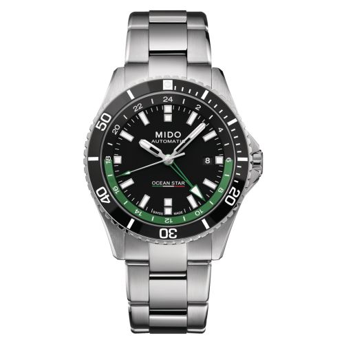 Mido Ocean Star GMT Stainless Steel Black =Green Bracelet