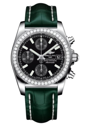 Breitling Chronomat 38 SleekT Stainless Steel Diamond Black Alligator