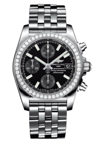 Breitling Chronomat 38 SleekT Stainless Steel Diamond Black Bracelet