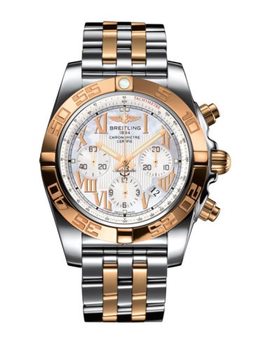 Breitling Chronomat 44 Stainless Steel Rose Gold Pearl Roman Bracelet