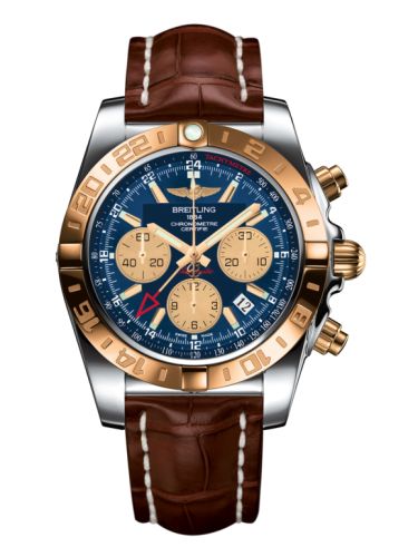 Breitling Chronomat 44 GMT Stainless Steel Rose Gold Metallica Blue Croco