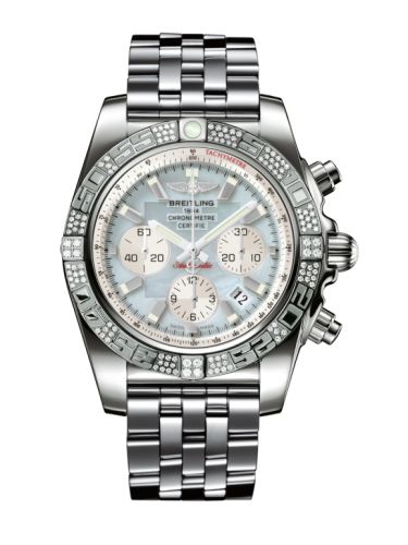 Breitling Chronomat 44 White Gold Diamond Gray Pearl Bracelet