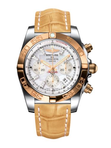 Breitling Chronomat 44 Stainless Steel Rose Gold Pearl Diamond Croco