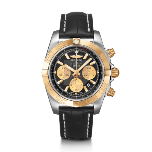 Breitling Chronomat 44 Stainless Steel Rose Gold Onyx Black Croco Pin