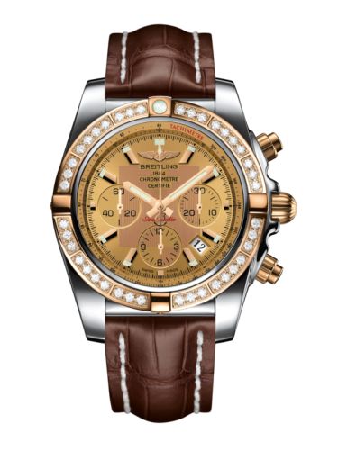 Breitling Chronomat 44 Stainless Steel Rose Gold Golden Sun Diamond Croco