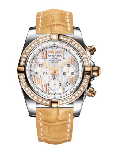 Breitling Chronomat 44 Stainless Steel Rose Gold Diamond Pearl Roman Croco