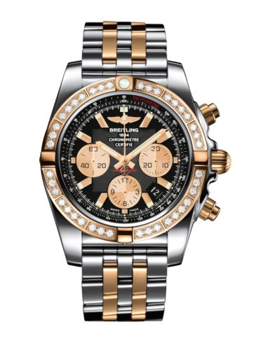 Breitling Chronomat 44 Stainless Steel Rose Gold Diamond Onyx Black Bracelet