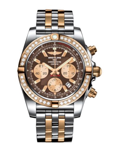 Breitling Chronomat 44 Stainless Steel Rose Gold Diamond Metallica Brown Bracelet