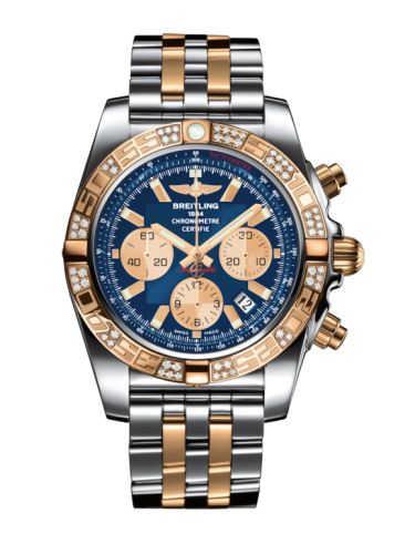 Breitling Chronomat 44 Stainless Steel Rose Gold Diamond Metallica Blue Bracelet