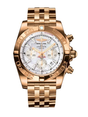 Breitling Chronomat 44 Rose Gold Pearl Diamond Bracelet
