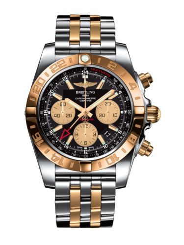 Breitling Chronomat 44 GMT Stainless Steel Rose Gold Onyx Black Bracelet