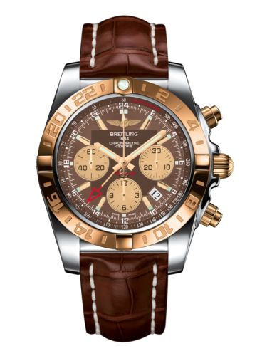 Breitling Chronomat 44 GMT Stainless Steel Rose Gold Metallica Brown Croco