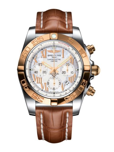 Breitling Chronomat 44 Stainless Steel Rose Gold Pearl Roman Croco