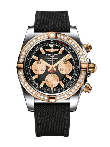 Breitling Chronomat 44 Stainless Steel Rose Gold Diamond Onyx Black Military