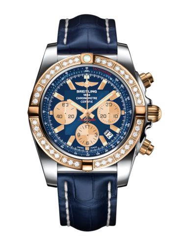 Breitling Chronomat 44 Stainless Steel Rose Gold Diamond Metallica Blue Croco