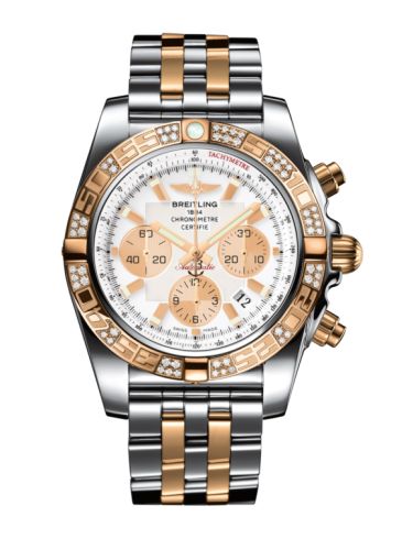 Breitling Chronomat 44 Stainless Steel Rose Gold Diamond Antarctica White Bracelet