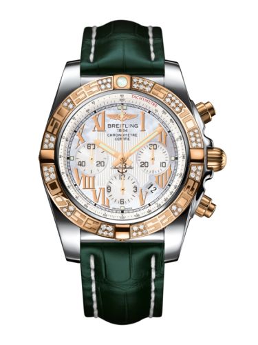 Breitling Chronomat 44 Stainless Steel Rose Gold Diamond Pearl Roman Croco