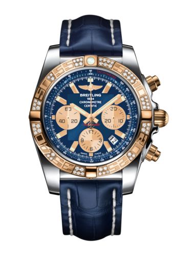 Breitling Chronomat 44 Stainless Steel Rose Gold Diamond Metallica Blue Croco