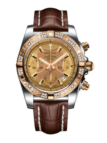 Breitling Chronomat 44 Stainless Steel Rose Gold Golden Sun Diamond Croco