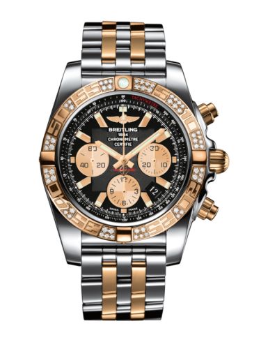 Breitling Chronomat 44 Stainless Steel Rose Gold Diamond Onyx Black Bracelet