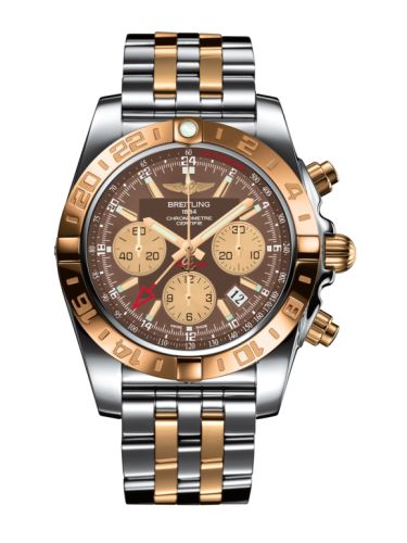 Breitling Chronomat 44 GMT Stainless Steel Rose Gold Metallica Brown Bracelet
