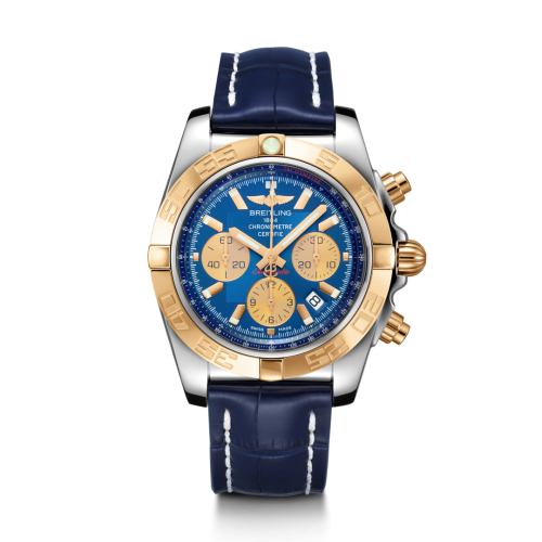 Breitling Chronomat 44 Stainless Steel Rose Gold Metallica Blue Croco Folding