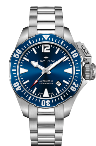 Hamilton Frogman Auto 42 Stainless Steel Blue Bracelet