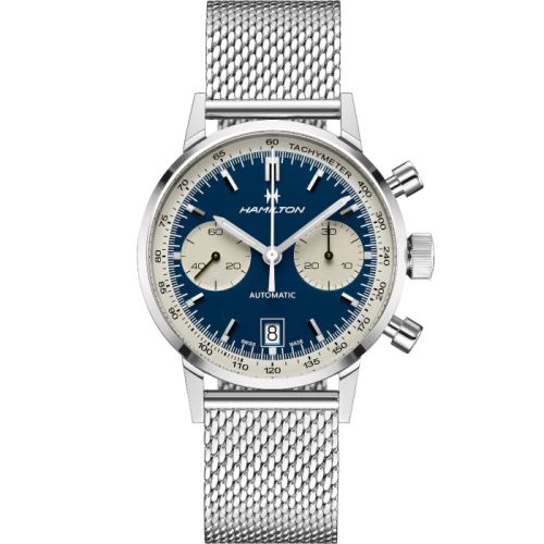 Hamilton Intra-Matic 68 Auto Chrono Stainless Steel Blue Mesh