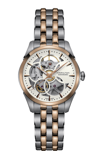 Hamilton Jazzmaster Skeleton Lady Auto 36 Stainless Steel - Rose Gold White Bracelet