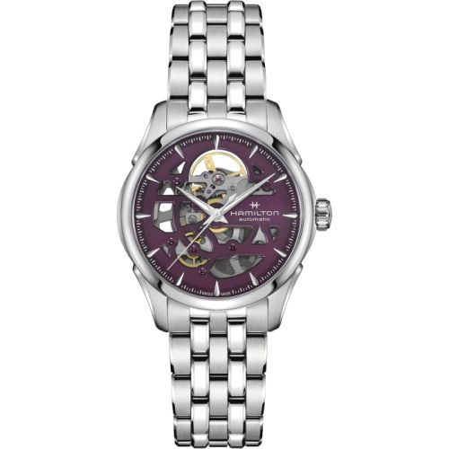 Hamilton Jazzmaster Skeleton Lady Auto 36 Stainless Steel Purple Bracelet