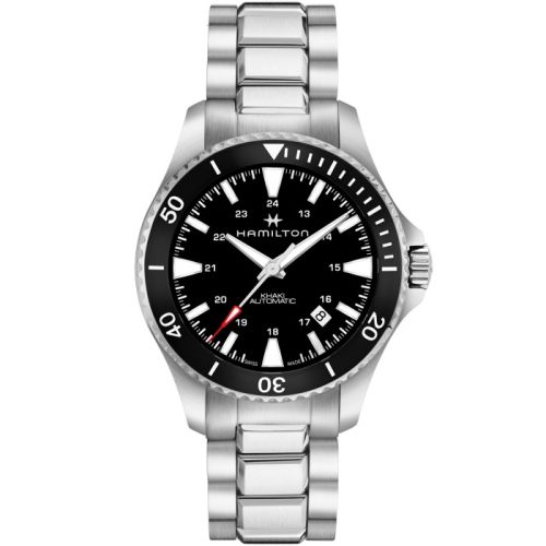 Hamilton Khaki Navy Scuba Auto Stainless Steel Black Bracelet