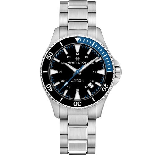 Hamilton Khaki Navy Scuba Auto Stainless Steel Black Bracelet