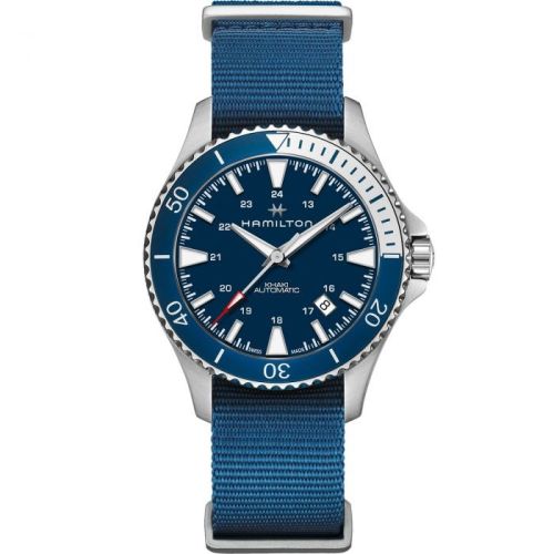 Hamilton Khaki Navy Scuba Auto Stainless Steel Blue NATO