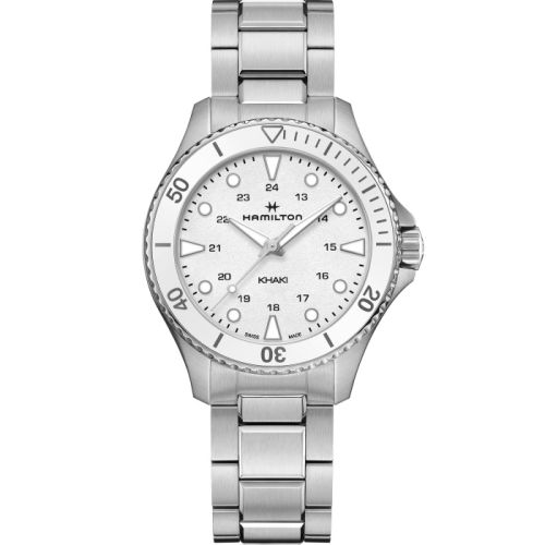 Hamilton Khaki Navy Scuba Quartz 37 Stainless Steel White Bracelet