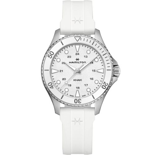 Hamilton Khaki Navy Scuba Quartz 37 Stainless Steel White Rubber