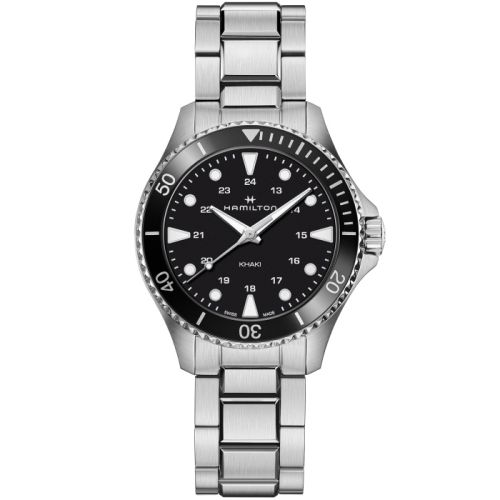 Hamilton Khaki Navy Scuba Quartz 37 Stainless Steel Black Bracelet
