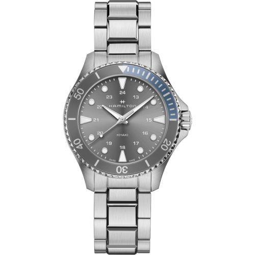 Hamilton Khaki Navy Scuba Quartz 37 Stainless Steel Grey Bracelet