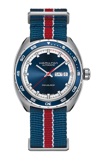 Hamilton Pan Europ Day Date Auto Stainless Steel Blue