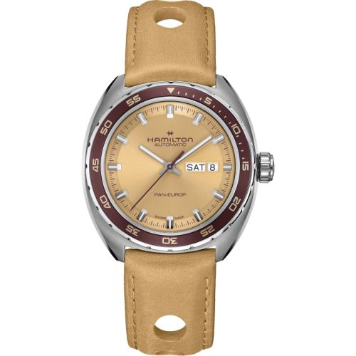 Hamilton Pan Europ Day Date Auto Stainless Steel Beige