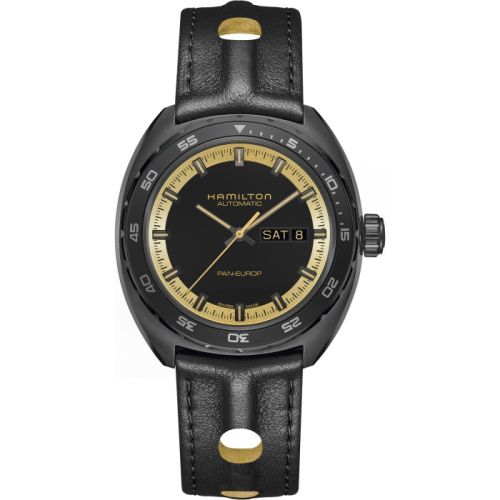Hamilton Pan Europ Day Date Auto Black & Gold
